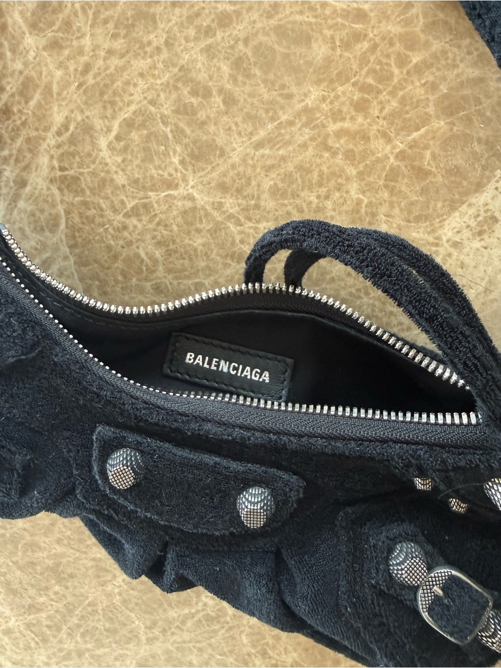 Balenciaga La Cagole Mini Black Terry Cloth - Picture 2 of 11